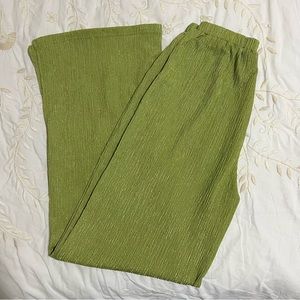 White Fox Mesh Green Long Flared Beach Pants, XS